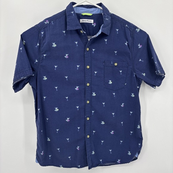 Tommy Bahama Other - Tommy Bahama Mens Blue Martini Vacation Seersucker Shirt Size L Beach Resort